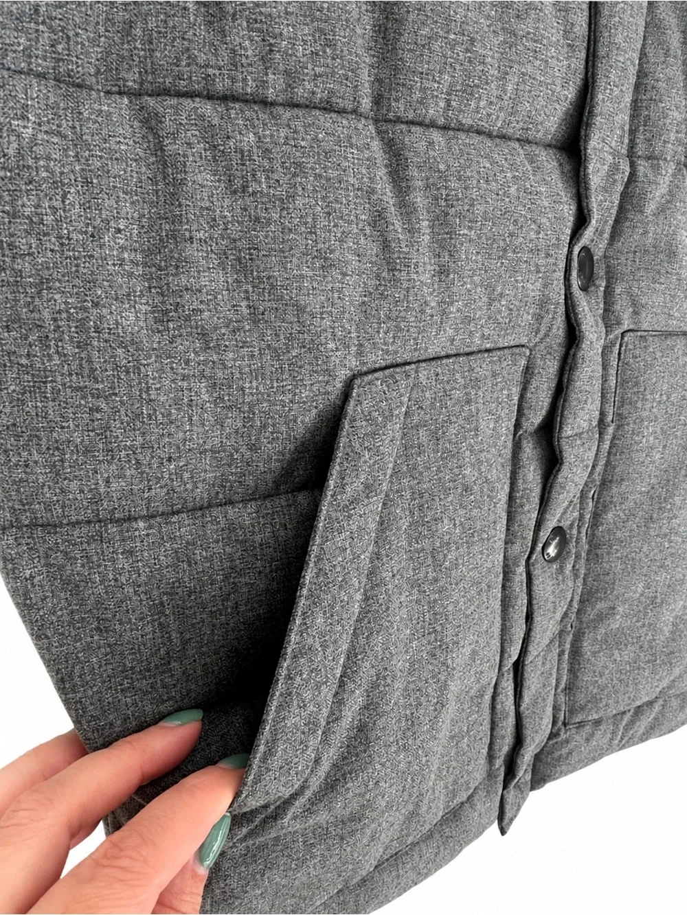Gap Kids Gray Puffer Vest Sherpa Fleece Lined Snap Front Winter Pocket Unisex M
